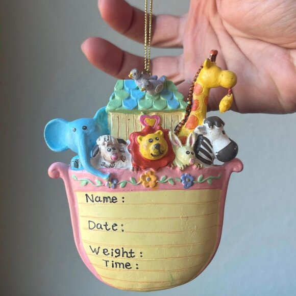 Baby's Personalizable Ornament Noah's Ark Design First Christmas Nursery Decor - Picture 1 of 9